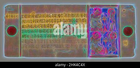 Inspiriert von Kalaka mit Shakra verkleidet und enthüllt, Blatt aus einem verstreuten Jain Manuskript des Kalakacharya-katha, indisch, opak Aquarell und Gold auf Papier, Gujarat, Indien, ca. 15th. Jahrhundert, Blatt: 4 1/2 x 11 3/8 Zoll, 11,4 x 28,9 cm, Devanagari, Gold, Gujarat, Inder, Ink, Jain, Kalaka, neu erfunden von Artotop. Klassische Kunst neu erfunden mit einem modernen Twist. Design von warmen fröhlichen Leuchten der Helligkeit und Lichtstrahl Strahlkraft. Fotografie inspiriert von Surrealismus und Futurismus, umarmt dynamische Energie der modernen Technologie, Bewegung, Geschwindigkeit und Kultur zu revolutionieren Stockfoto
