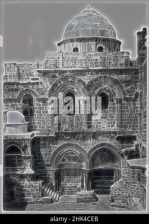 Inspiriert von Eingang, Grabeskirche, Jerusalem, Francis Frith, Brite, 1822-1898, Gelatine Silber Fotografie, ca. 1875-1880, neu erfunden von Artotop. Klassische Kunst neu erfunden mit einem modernen Twist. Design von warmen fröhlichen Leuchten der Helligkeit und Lichtstrahl Strahlkraft. Fotografie inspiriert von Surrealismus und Futurismus, umarmt dynamische Energie der modernen Technologie, Bewegung, Geschwindigkeit und Kultur zu revolutionieren Stockfoto