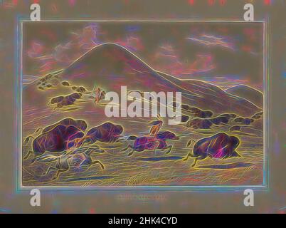 Inspiriert von Buffalo Hunt Chase, George Catlin, Amerikaner, 1796-1872, Lithograph auf cremefarbenem Wove-Papier, Blatt: 16 1/16 x 21 3/8 Zoll, 40,8 x 54,3 cm, Pfeil und Bogen, Büffel, Jagd, Tod, Pferde, Jäger, Indianer, Indianer, Old West, stampede, neu erfunden von Artotop. Klassische Kunst neu erfunden mit einem modernen Twist. Design von warmen fröhlichen Leuchten der Helligkeit und Lichtstrahl Strahlkraft. Fotografie inspiriert von Surrealismus und Futurismus, umarmt dynamische Energie der modernen Technologie, Bewegung, Geschwindigkeit und Kultur zu revolutionieren Stockfoto