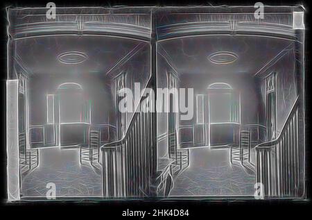 Inspiriert von Captain Story-Martense House, Front Door, Church Avenue und East 38th Street, Flatbush, Brooklyn, Daniel Berry Austin, Amerikaner, Geboren 1863, aktiv 1899-1909, Gelatine Silber Glas Trockenplatte negativ, ca. 1899-1909, Bogen, Architektur, Geländer, Rohrstuhl, Eingang, historisches Brooklyn, alt, neu gestaltet von Artotop. Klassische Kunst neu erfunden mit einem modernen Twist. Design von warmen fröhlichen Leuchten der Helligkeit und Lichtstrahl Strahlkraft. Fotografie inspiriert von Surrealismus und Futurismus, umarmt dynamische Energie der modernen Technologie, Bewegung, Geschwindigkeit und Kultur zu revolutionieren Stockfoto