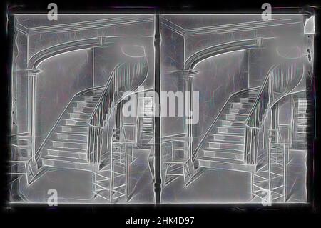 Inspiriert von Captain Story-Martense House, Diele and Stairs, Church Avenue und East 38th Street, Flatbush, Brooklyn, Daniel Berry Austin, Amerikaner, Geboren 1863, aktiv 1899-1909, Gelatine Silber Glas Trockenplatte negativ, ca. 1899-1909, Bogen, Architektur, Geländer, Rohrstühle, Historisches Brooklyn, Alt, neu gestaltet von Artotop. Klassische Kunst neu erfunden mit einem modernen Twist. Design von warmen fröhlichen Leuchten der Helligkeit und Lichtstrahl Strahlkraft. Fotografie inspiriert von Surrealismus und Futurismus, umarmt dynamische Energie der modernen Technologie, Bewegung, Geschwindigkeit und Kultur zu revolutionieren Stockfoto