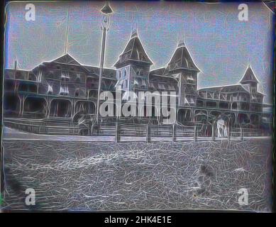 Inspiriert von Brighton Beach Hotel, Edgar S. Thomson, Amerikaner, aktiv 1890s-1900s, Gelatine-Trockenglasplatte negativ, 1896, 4 x 5 Zoll, 10,2 x 12,7 cm, 19.C, Architektur, Archivfoto, s/w, Strand, Brooklyn, Brooklyn Geschichte, Dokumentarfotografie, früher Fotojournalismus, East Coast, Eastern, Neu erfunden von Artotop. Klassische Kunst neu erfunden mit einem modernen Twist. Design von warmen fröhlichen Leuchten der Helligkeit und Lichtstrahl Strahlkraft. Fotografie inspiriert von Surrealismus und Futurismus, umarmt dynamische Energie der modernen Technologie, Bewegung, Geschwindigkeit und Kultur zu revolutionieren Stockfoto