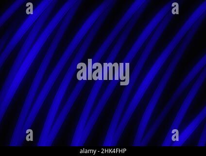 Abstrakte Kunst Hintergrund schwarze Farbe mit welligen blauen Neon-Linien. Hintergrund mit geschwungene fluoreszierende Saphirfolie. Wellenstreifen. Moderne Grafik de Stockfoto