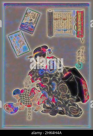 Inspiriert von 17: Gedicht von Ariwara no Narihira Aso, aus der Serie Bildauswahl von hundert Dichtern, je ein Gedicht, Utagawa Kunisada II, Japanisch, 1823-1880, Farbholzschnitt auf Papier, Japan, 1844, 5th Monate, Edo-Periode, 14 1/8 x 9 1/4 Zoll, 35,9 x 23,5 cm, 19th, Jahrhundert, Kind, häusliche, Neu gestaltet von Artotop. Klassische Kunst neu erfunden mit einem modernen Twist. Design von warmen fröhlichen Leuchten der Helligkeit und Lichtstrahl Strahlkraft. Fotografie inspiriert von Surrealismus und Futurismus, umarmt dynamische Energie der modernen Technologie, Bewegung, Geschwindigkeit und Kultur zu revolutionieren Stockfoto