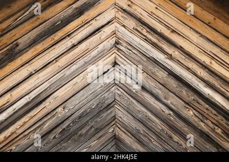 Dekoratives Muster einer alten Holzwand, Hintergrund Foto Textur Stockfoto