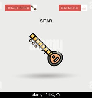 Einfaches Vektorsymbol für Sitar. Stock Vektor