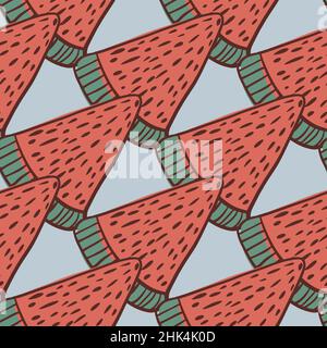 Handgezeichnetes Wassermelone-Beeren-Nahtloses Muster in handgezeichneter Form. Blauer Hintergrund. Schlichter Stil. Grafisches Design für Geschenkpapier und Stofftextur Stock Vektor