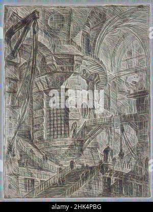 Inspiriert vom Rundturm, Platte III von Invenzioni Capric di Carceri, Giovanni Battista Piranesi, italienisch, venezianisch, 1720-1778, Ätzung auf Büttenpapier, ca. 1749, 21 1/2 x 16 1/4 Zoll, 54,61 x 41,27 cm, neu erfunden von Artotop. Klassische Kunst neu erfunden mit einem modernen Twist. Design von warmen fröhlichen Leuchten der Helligkeit und Lichtstrahl Strahlkraft. Fotografie inspiriert von Surrealismus und Futurismus, umarmt dynamische Energie der modernen Technologie, Bewegung, Geschwindigkeit und Kultur zu revolutionieren Stockfoto