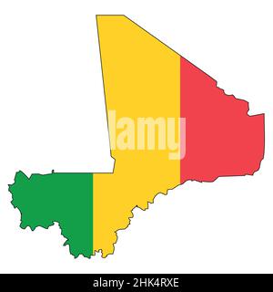 Karte der Republik Mali mit Flagge - Umriss eines Staates mit Nationalflagge Stock Vektor