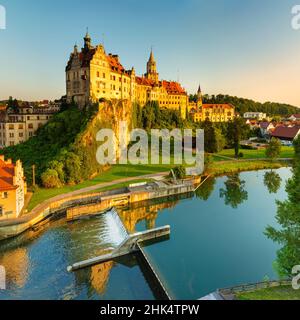 Schloss Sigmaringen, Naturpark Obere Donau, Schwäbische Alpen, Baden-Württemberg, Deutschland, Europa Stockfoto