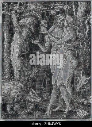 Inspiriert vom Sündenfall, der kleinen Passion, Albrecht Dürer, Deutsch, 1471-1528, Holzschnitt auf Papier, Deutschland, 1509-1511; Auflage 1511, Bild: 5 x 3 7/8 Zoll, 12,7 x 9,8 cm, adam, Apfel, biblisch, Katholizismus, Christentum, Andacht, Durer, eden, Vorabend, Garten eden, Neues Testament, Schlange, neu erfunden von Artotop. Klassische Kunst neu erfunden mit einem modernen Twist. Design von warmen fröhlichen Leuchten der Helligkeit und Lichtstrahl Strahlkraft. Fotografie inspiriert von Surrealismus und Futurismus, umarmt dynamische Energie der modernen Technologie, Bewegung, Geschwindigkeit und Kultur zu revolutionieren Stockfoto