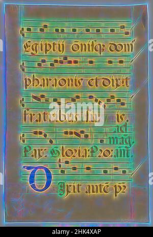 Inspiriert von der Musik Manuskript, Bemalung auf Pergament, 16th Jahrhundert, 23 13/16 x 15 15/16 Zoll, 60,5 x 40,5 cm, Dekor, Schrift, Notation, visueller Reiz, Neu gestaltet von Artotop. Klassische Kunst neu erfunden mit einem modernen Twist. Design von warmen fröhlichen Leuchten der Helligkeit und Lichtstrahl Strahlkraft. Fotografie inspiriert von Surrealismus und Futurismus, umarmt dynamische Energie der modernen Technologie, Bewegung, Geschwindigkeit und Kultur zu revolutionieren Stockfoto