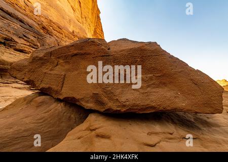 Jebel Ikmah, größte Open-Air-Bibliothek, Al Ula, Königreich Saudi-Arabien, Naher Osten Stockfoto