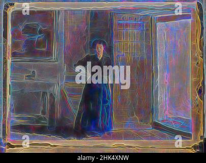 Inspiriert von Spanish Sketch Mounted in Scrap Book, Edward Penfield, Amerikaner, 1866-1925, Aquarell und Graphit auf Papier montiert in Schrott Buch, ca. 1911, Blatt: 7 15/16 x 11 Zoll, 20,2 x 27,9 cm, Tür, Innenraum, Frau, neu gestaltet von Artotop. Klassische Kunst neu erfunden mit einem modernen Twist. Design von warmen fröhlichen Leuchten der Helligkeit und Lichtstrahl Strahlkraft. Fotografie inspiriert von Surrealismus und Futurismus, umarmt dynamische Energie der modernen Technologie, Bewegung, Geschwindigkeit und Kultur zu revolutionieren Stockfoto