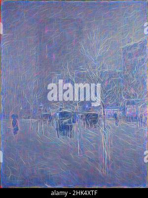 Inspiriert durch den späten Nachmittag, New York, Winter, Frederick Childe Hassam, Amerikaner, 1859-1935, Öl auf Leinwand, 1900, 36 15/16 x 29 Zoll, 93,8 x 73,7 cm, 1900, Schneesturm, blau, Buggy, Kalt, Dezember, Impressionismus, monochromatisch, ndd9, New York, Öl auf Leinwand, Ölgemälde, Malerei, Schnee, Straßenszene, neu erfunden von Artotop. Klassische Kunst neu erfunden mit einem modernen Twist. Design von warmen fröhlichen Leuchten der Helligkeit und Lichtstrahl Strahlkraft. Fotografie inspiriert von Surrealismus und Futurismus, umarmt dynamische Energie der modernen Technologie, Bewegung, Geschwindigkeit und Kultur zu revolutionieren Stockfoto