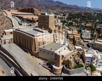 Luftaufnahme des Al-Aan-Palastes, Najran, Königreich Saudi-Arabien, Naher Osten Stockfoto