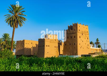 Traditionelle Gebäude Schlammtürme als Wohnhäuser verwendet, Najran, Königreich Saudi-Arabien, Naher Osten Stockfoto