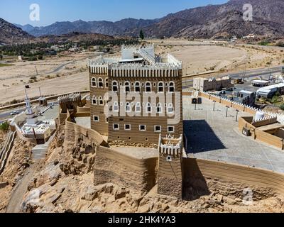 Luftaufnahme des Al-Aan-Palastes, Najran, Königreich Saudi-Arabien, Naher Osten Stockfoto