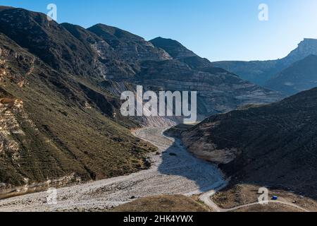 Zerklüftete Berge westlich von Salalah, Oman, Mittlerer Osten Stockfoto