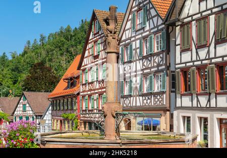 Marktplatz von Schiltach, Kinzigtal, Schwarzwald, Baden-Württemberg, Deutschland, Europa Stockfoto