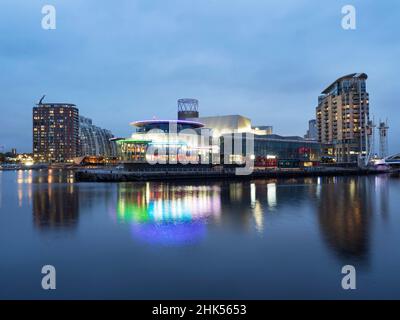 Quays Theatre und Lowry in Salford Quays, Manchester, England, Großbritannien, Europa Stockfoto