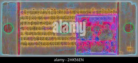 Inspiriert von der Mahavira-Predigt im Gunashilaka-Schrein, Blatt aus einem verstreuten Jain-Manuskript des Kalpasutra, indisch, opak Aquarell und Gold auf Papier, Gujarat, Indien, 15th. Jahrhundert, Blatt: 4 1/2 x 11 3/8 Zoll, 11,4 x 28,9 cm, 15th. Jahrhundert, asiatisch, Devanagari-Schrift, Gold, Gunashilaka Shrine, neu erfunden von Artotop. Klassische Kunst neu erfunden mit einem modernen Twist. Design von warmen fröhlichen Leuchten der Helligkeit und Lichtstrahl Strahlkraft. Fotografie inspiriert von Surrealismus und Futurismus, umarmt dynamische Energie der modernen Technologie, Bewegung, Geschwindigkeit und Kultur zu revolutionieren Stockfoto