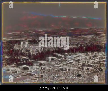 Inspiriert von Blick auf Baalbek, Albumen Silberfoto, 19th Jahrhundert, 8 9/16 x 11 Zoll, 21,8 x 28 cm, alte Zivilisation, Architektur, klassisch, Säulen, Ruins, von Artotop neu erfunden. Klassische Kunst neu erfunden mit einem modernen Twist. Design von warmen fröhlichen Leuchten der Helligkeit und Lichtstrahl Strahlkraft. Fotografie inspiriert von Surrealismus und Futurismus, umarmt dynamische Energie der modernen Technologie, Bewegung, Geschwindigkeit und Kultur zu revolutionieren Stockfoto