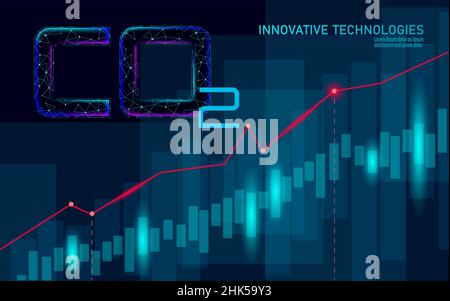 CO2 Luftverschmutzung Planet Erde. Wachsende Grafik der Schäden klimatischen Problem. Ökologie Umwelt Gefahr Kohlendioxid. Treibhausgas-Bilanz der globalen Erwärmung Stock Vektor