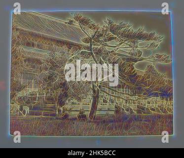 Inspiriert von der Seitenansicht eines Tempels, Silberalbumin-Fotografie, China, Ende 19th-Anfang 20th. Jahrhundert, 6 x 7 13/16 Zoll, 15,3 x 19,8 cm, neu erfunden von Artotop. Klassische Kunst neu erfunden mit einem modernen Twist. Design von warmen fröhlichen Leuchten der Helligkeit und Lichtstrahl Strahlkraft. Fotografie inspiriert von Surrealismus und Futurismus, umarmt dynamische Energie der modernen Technologie, Bewegung, Geschwindigkeit und Kultur zu revolutionieren Stockfoto