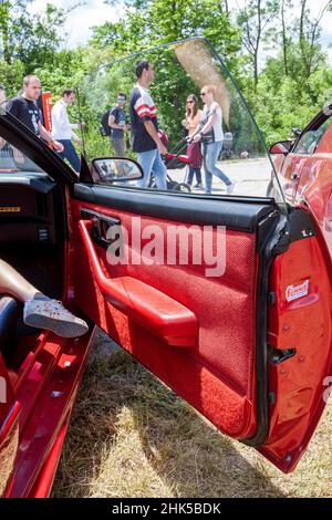 Amerikanischer Oldtimer Ford Mustang, Nahaufnahme der Tür Stockfoto