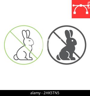 Nicht getestet auf Tiere Linie und Glyphe Symbol, Kaninchen und Hase, grausamfreie Vektor-Symbol, Vektorgrafiken, editierbare Kontur Umriss Zeichen, eps 10. Stock Vektor