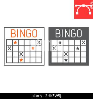 Bingo-Linie und Glyphe-Symbol, Glücksspiel und Glück, Bingo-Vektor-Symbol, Vektorgrafiken, editierbare Kontur Umrisszeichen, eps 10. Stock Vektor