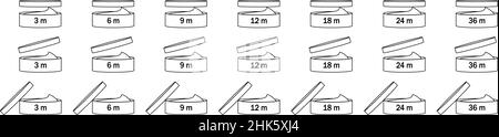 Zeitraum nach dem Öffnen für Verpackungsdesign isoliert auf weißem Hintergrund. Symbol für das Öffnen des Felds. Vektorgrafik. Stock Vektor