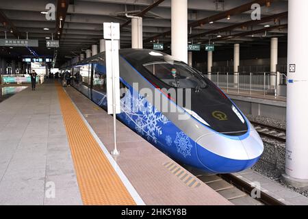 Qinghe Railway staion, 2. FEBRUAR 2022: Die Olympischen Winterspiele 2022 in Peking im Bahnhof Qinghe Railway in Peking, China. Kredit: MATSUO.K/AFLO SPORT/Alamy Live Nachrichten Stockfoto