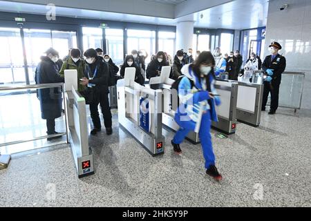 Qinghe Railway staion, 2. FEBRUAR 2022: Die Olympischen Winterspiele 2022 in Peking im Bahnhof Qinghe Railway in Peking, China. Kredit: MATSUO.K/AFLO SPORT/Alamy Live Nachrichten Stockfoto