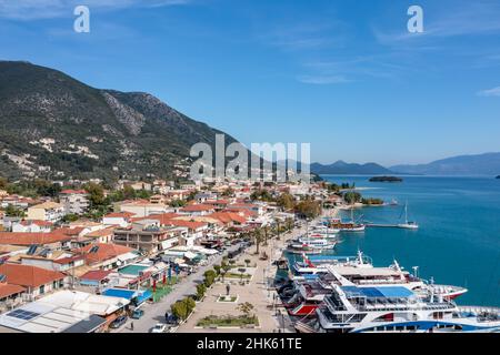 Nydri eine kleine Stadt in Lefkada, Griechenland Stockfoto