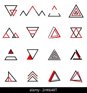 Satz von Dreiecken-Symbolen. Sammlung von Dreiecken. Symbol für Premium-Qualität. Vektorzeichen Stock Vektor