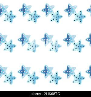 Seamless Muster Seestern isoliert auf weißem Hintergrund. Marine Seesterne Vorlagen für Stoff. Vektorgrafik entwerfen. Für saisonale Textildrucke, Stock Vektor