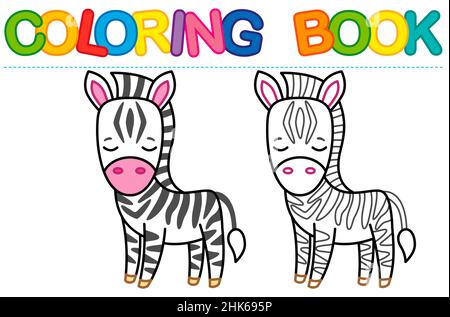 Malseite lustig lächelndes Zebra. Vektor Bild für Kinder Aktivität Stock Vektor