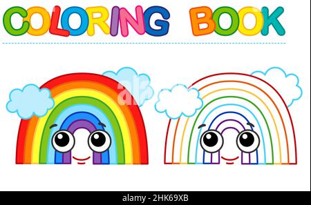 Malseite lustig lächelnd Regenbogen. Vektor Bild für Kinder Aktivität Stock Vektor