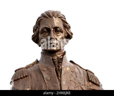 Lord Horatio Nelson Statue - Büste - Grand Parade, Old Portsmouth, Hampshire, England, UK Stockfoto