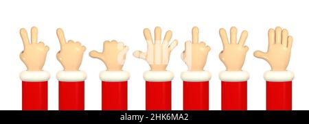 Cartoon Charakter Hand zeigt Fingergesten. 3D weihnachtsmann-Hände rendern. Vektorgrafik. Stock Vektor
