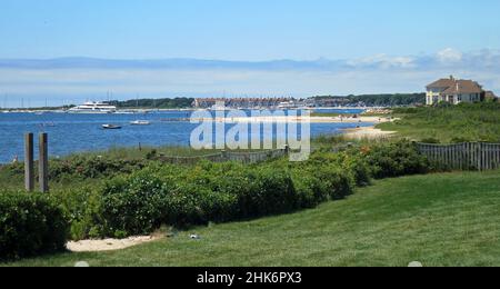 Eine schnelle Fähre von Hyannis Harbour auf Cape Cod, Massachusetts. Gehen Sie nach Nantucket oder Martha's Vineyard. Stockfoto