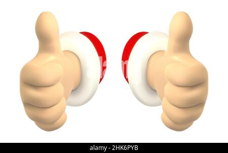 Zeichentrickfigur zeigt OK Fingergesten. 3D weihnachtsmann-Hände rendern. Vektorgrafik. Stock Vektor