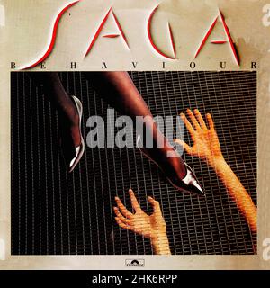 Vintage Vinyl Schallplattencover - Saga - Verhalten - D - 1985 Stockfoto