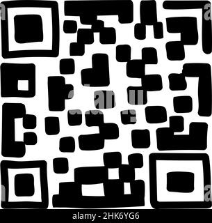 QR - Code auf weißem Hintergrund isoliert. Universal Product Scan Code im Doodle-Stil. Vektor-Symbol Design-Element von Hand gezeichnet. Stock Vektor