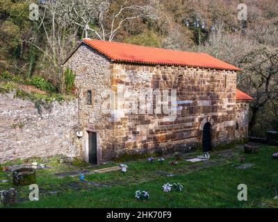 Iglesia prerrománcia de San Antolín de Toques. La Coruña. Galicien. España Stockfoto