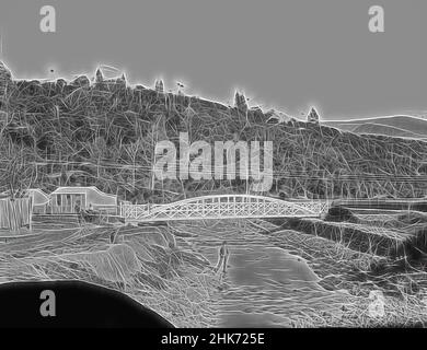 Inspiriert von Bridge of Water of Leith (The Godbys) Dunedin, Burton Brothers Studio, Photography Studio, 1870s, Dunedin, Nasskollodion-Prozess, neu erfunden von Artotop. Klassische Kunst neu erfunden mit einem modernen Twist. Design von warmen fröhlichen Leuchten der Helligkeit und Lichtstrahl Strahlkraft. Fotografie inspiriert von Surrealismus und Futurismus, umarmt dynamische Energie der modernen Technologie, Bewegung, Geschwindigkeit und Kultur zu revolutionieren Stockfoto