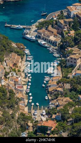 Luftbild, Cala Figuera, Hafen, Fischerhafen, Santanyí, Europa, Balearen, Spanien, es, Reisen, Tourismus, Reiseziel, Sightseeing, Luftbild, Stockfoto