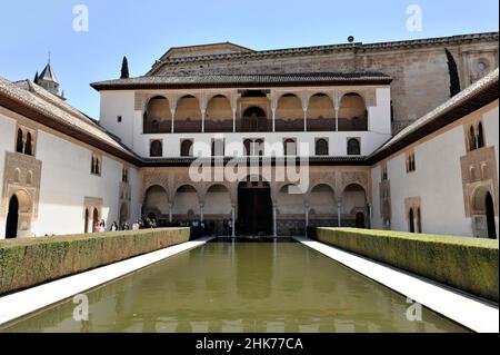 Gericht von Myrten, Alhambra, Granada, Andalusien, Spanien Stockfoto